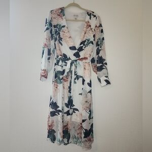 NWOT Women's Floral Wrap Dress Size14 Mid- Length